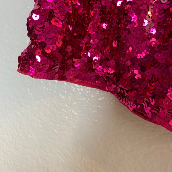 MANER Pink Sequin Shorts Women's XS NEW Sparkly Stretchy Party High Waisted - Picture 5 of 11